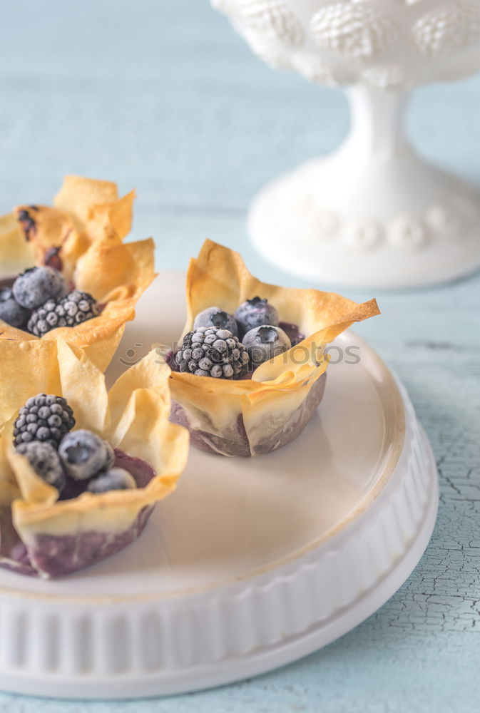 Similar – Image, Stock Photo Tartlets with blueberries and pink flowers