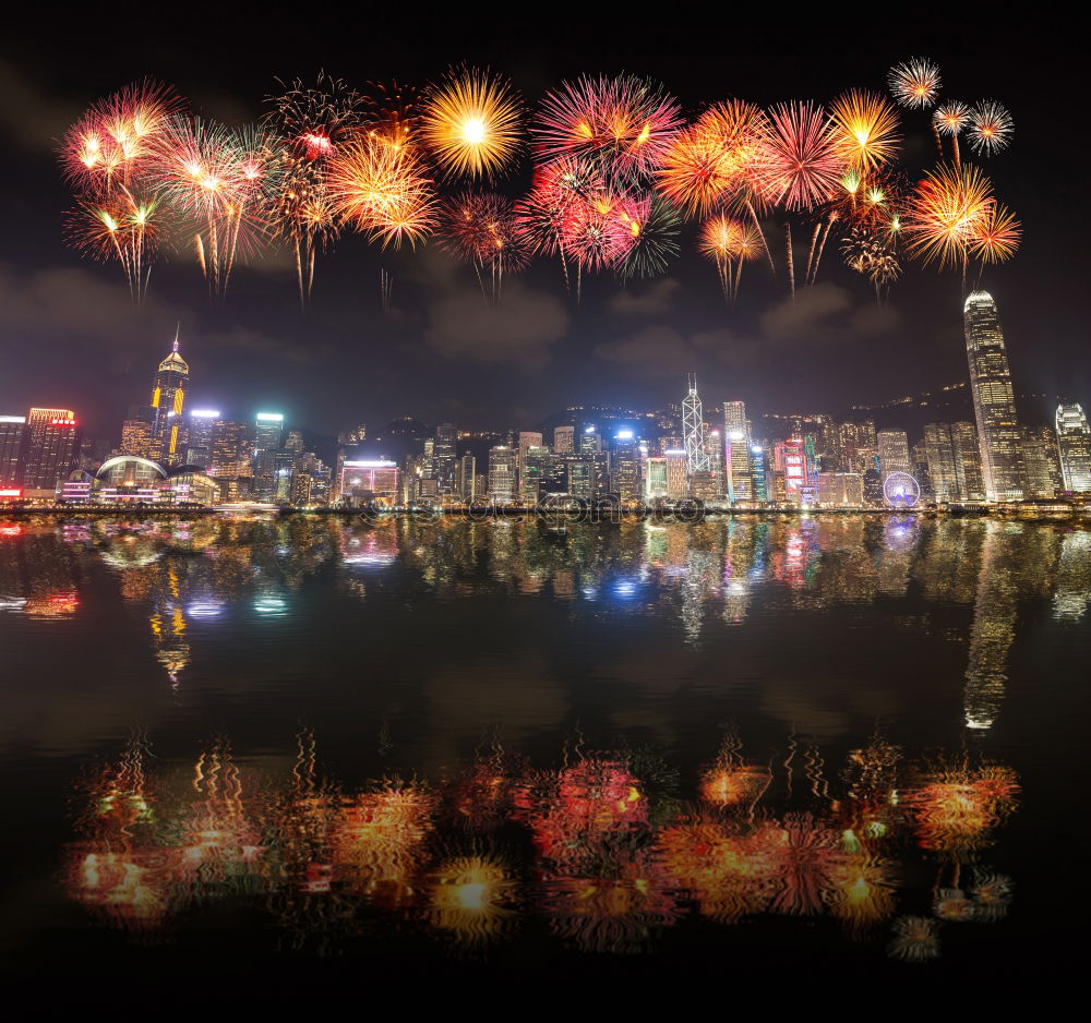 Similar – New Year’s Eve fireworks with TV tower (historical) III