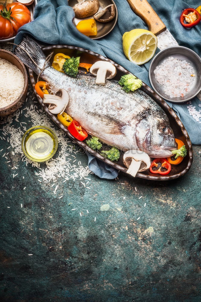 Image, Stock Photo Dorado baked fish and vegetables