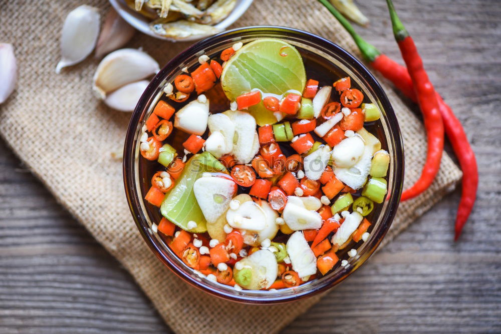 Similar – Image, Stock Photo Chickpea salad in bowl on wooden background