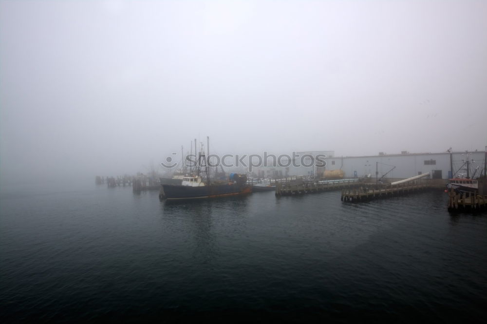 Foto Bild Bootshaus im Nebel Steg