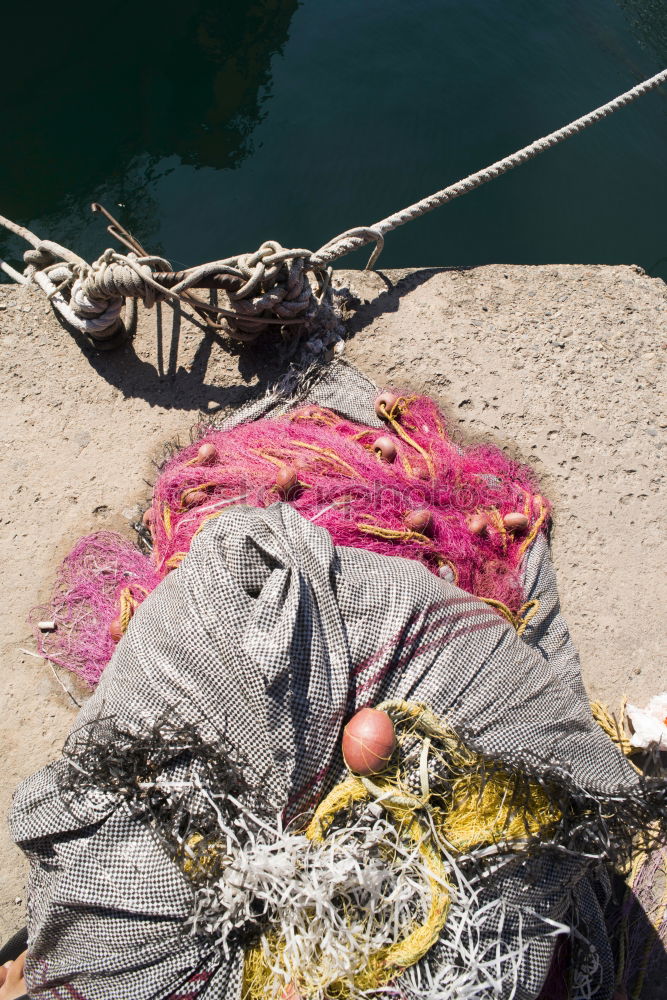 Image, Stock Photo Fishnets on fish boat. Day light.