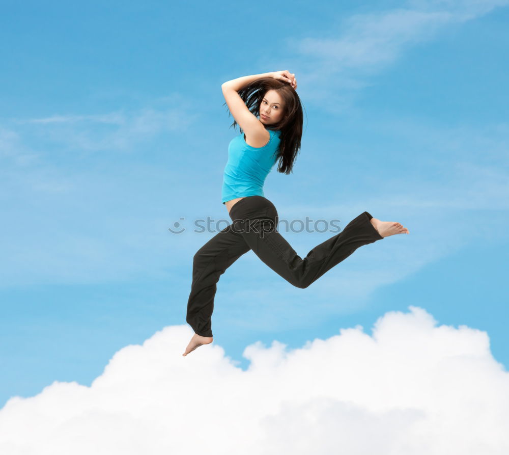 Similar – Young fitness woman runner running on city bridge.