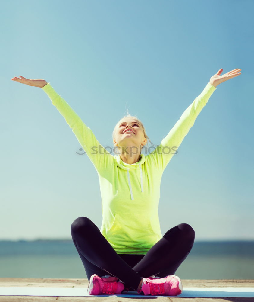 Similar – Image, Stock Photo Woman with sports clothes running by the sea shore