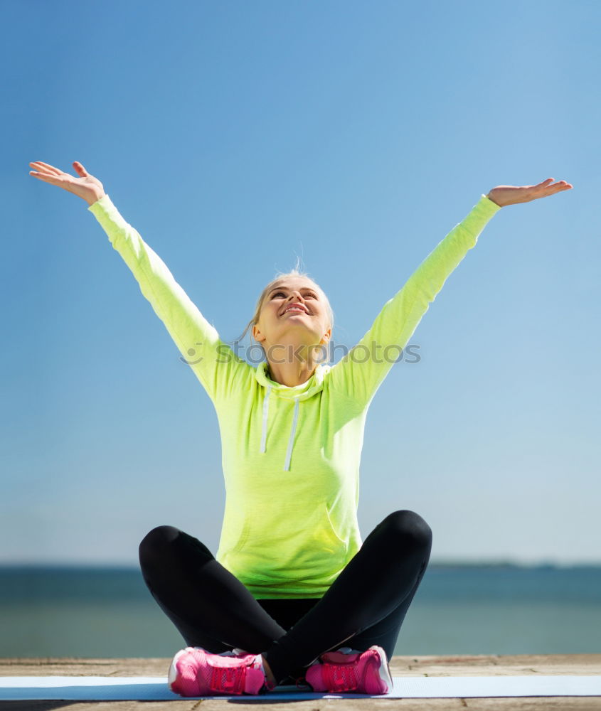 Similar – Image, Stock Photo Young fitness woman runner stretching legs after run.