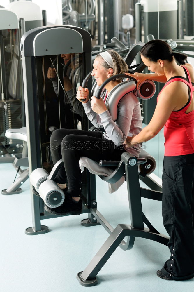 Similar – Image, Stock Photo Woman coach encouraging to man in bench press training