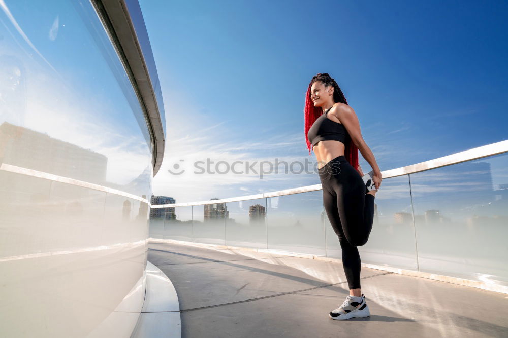 Similar – Image, Stock Photo Young fitness woman runner stretching legs after run.