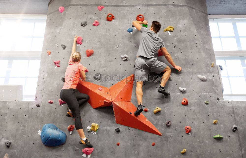 Similar – Image, Stock Photo little boy climbing a rock wall indoor