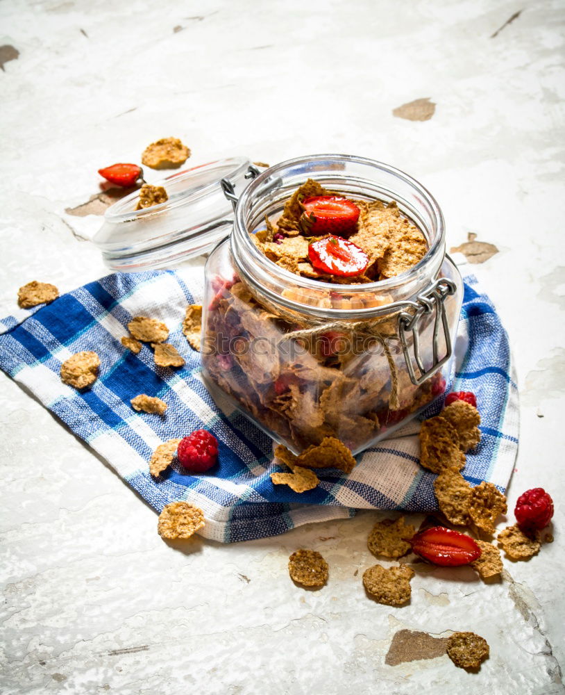 Similar – Image, Stock Photo Breakfast in glass with fresh berries, nuts and muesli