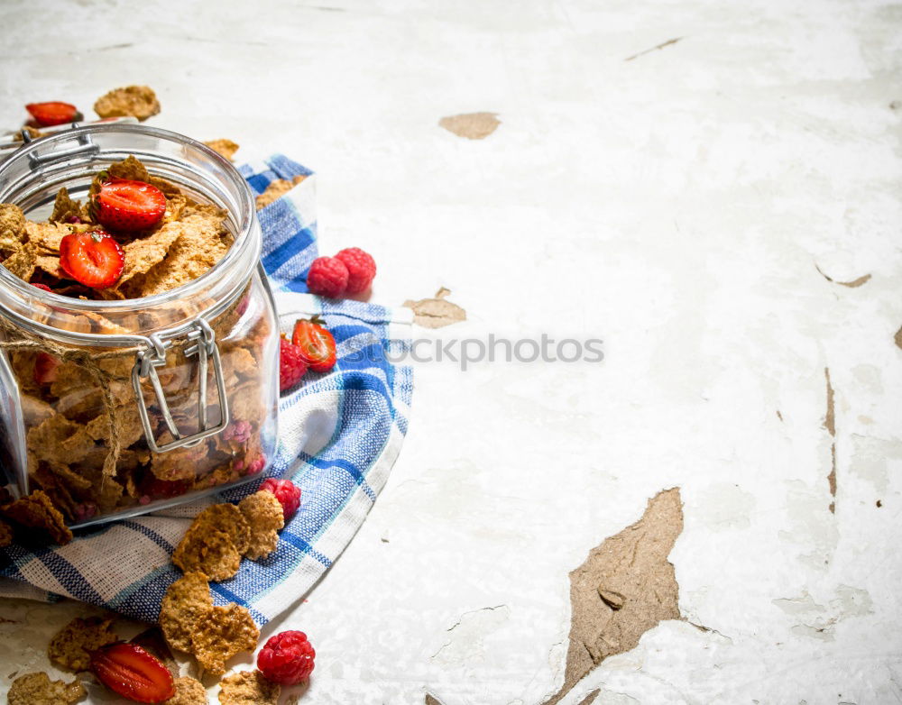 Similar – Image, Stock Photo Breakfast in glass with fresh berries, nuts and muesli