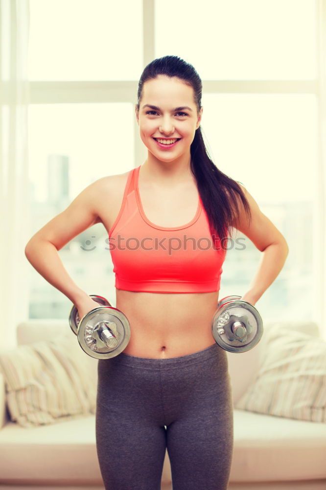 Similar – Young Woman working out outdoors and having fun