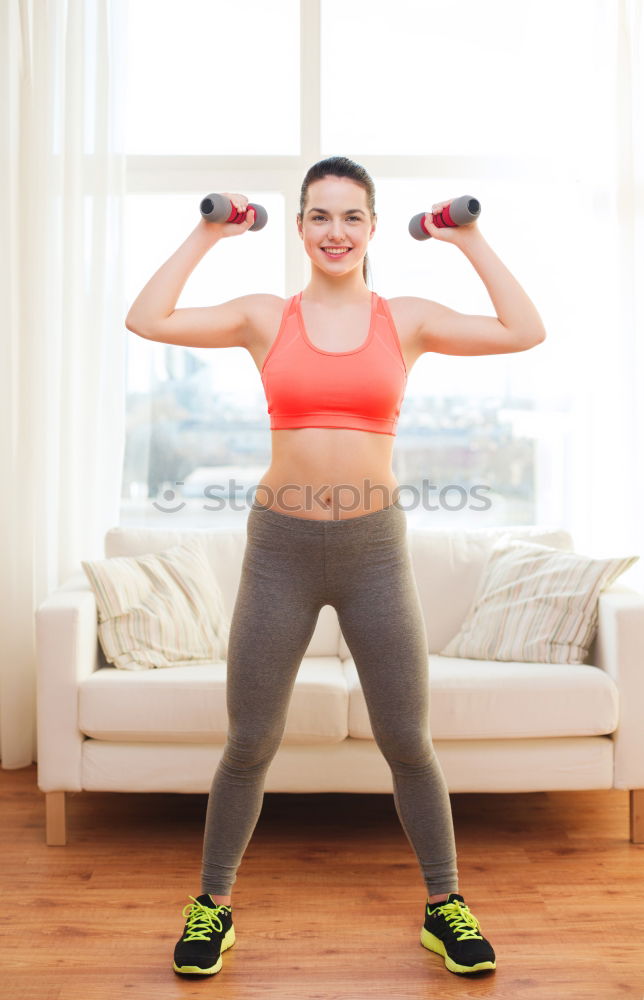 Similar – Young Woman working out outdoors and having fun