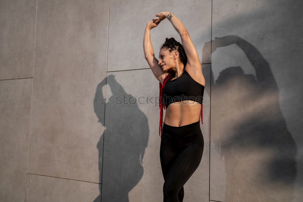 Similar – Image, Stock Photo People stretching back in a fitness class