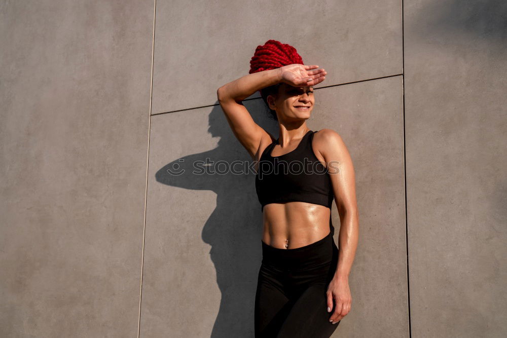 Similar – Image, Stock Photo athletic woman stretching