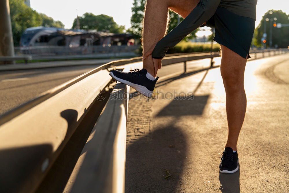 Similar – Image, Stock Photo Close up of legs of runner in the city.