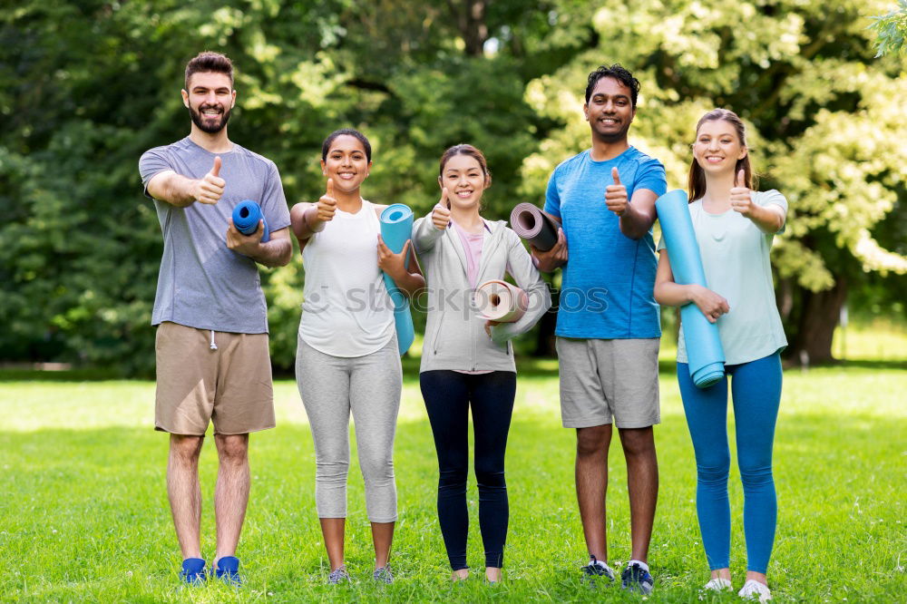 Similar – Image, Stock Photo Group of friends taking selfie in urban park