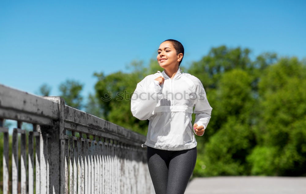 Similar – Image, Stock Photo Cheerful woman running through field