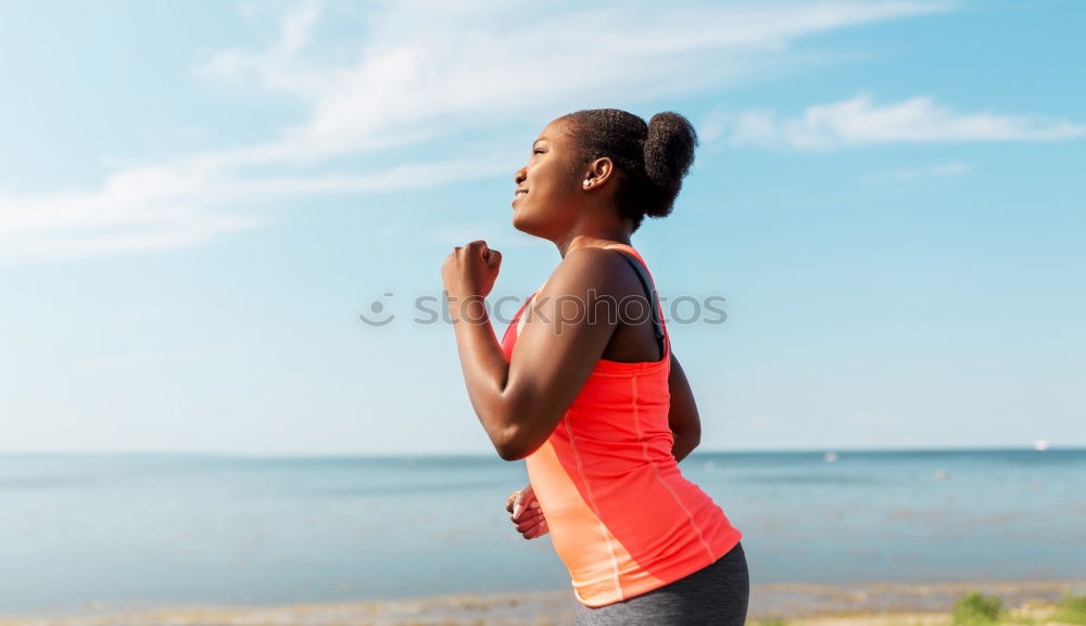 Similar – Black woman, afro hairstyle, running outdoors