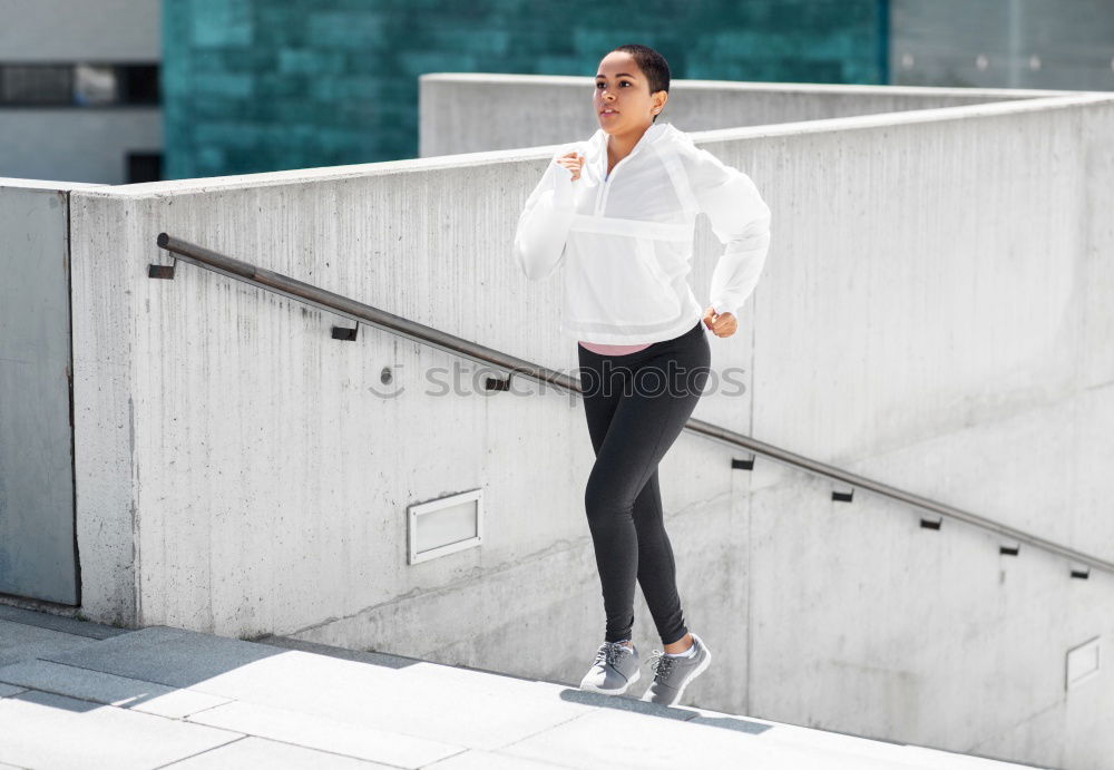 Similar – Image, Stock Photo Cheerful woman standing at handrail