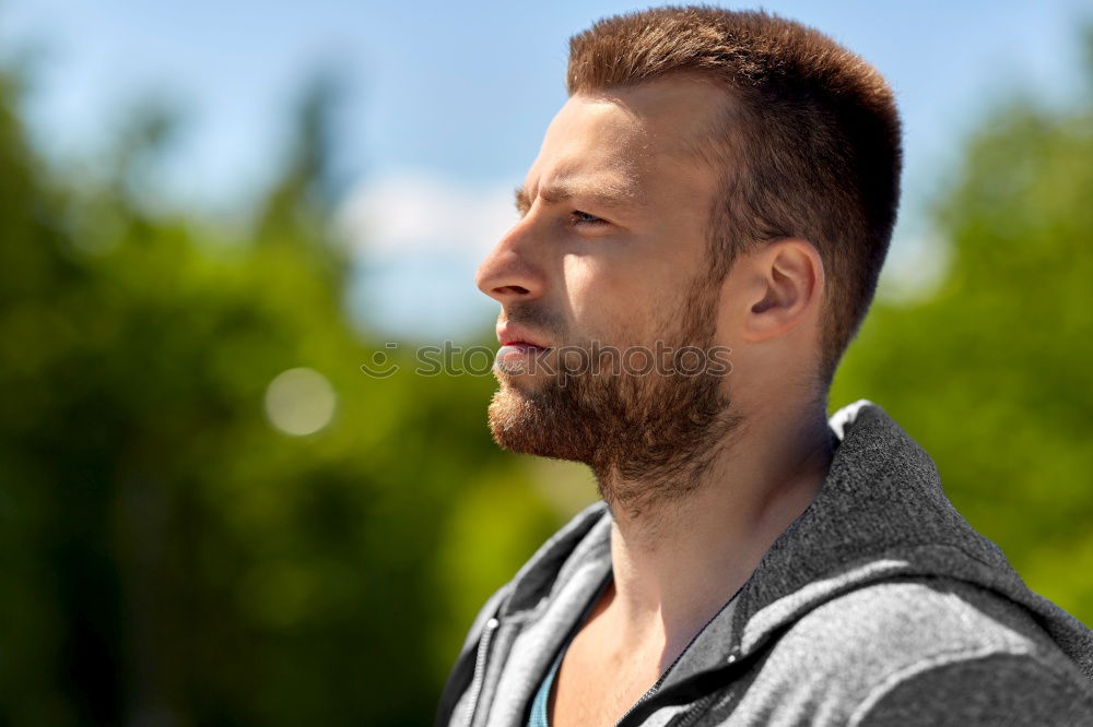 Image, Stock Photo Young handsome bearded hipster man