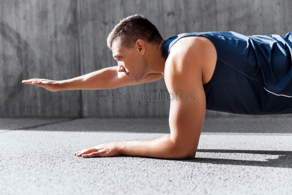 Similar – Image, Stock Photo Fitness black man exercising push ups outdoors