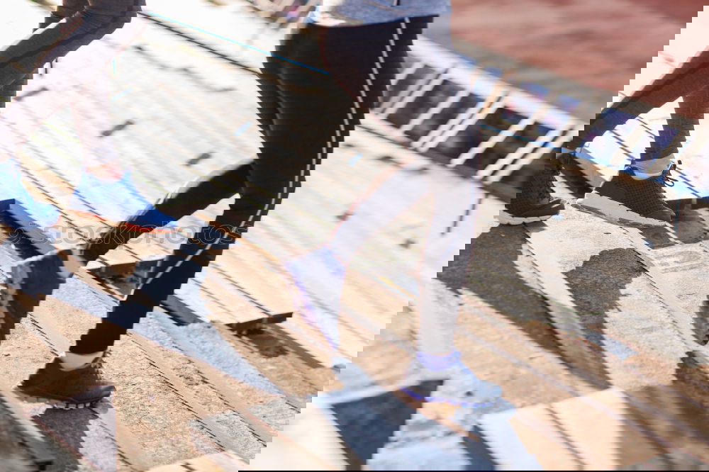 Similar – Image, Stock Photo Feet of black man starting running in urban background.