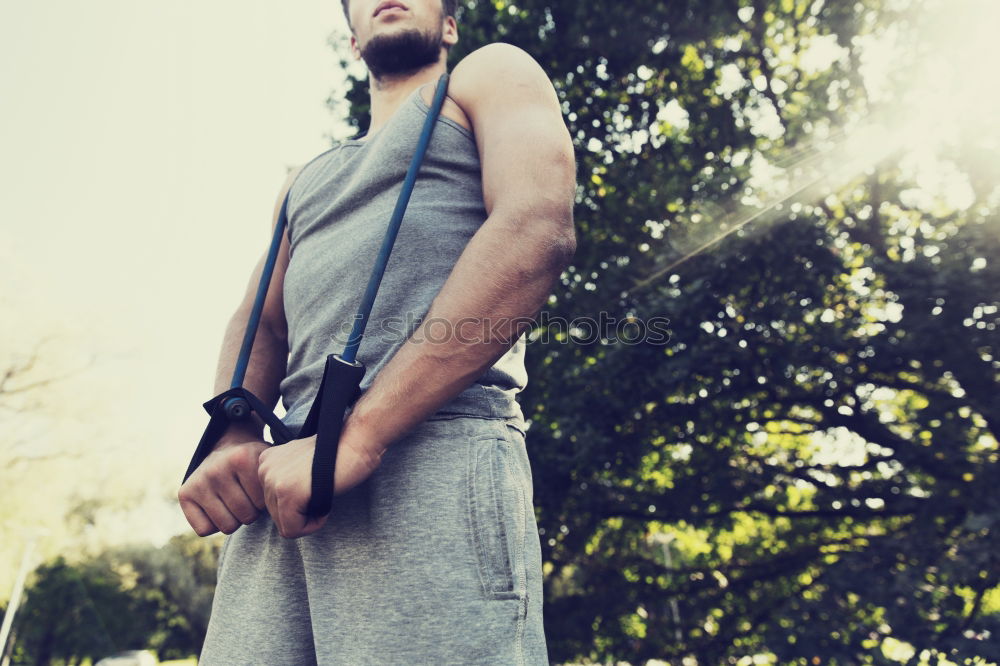 Similar – young man wearing suspenders in urban background