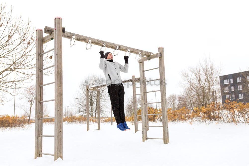 Similar – Image, Stock Photo Man slip on ice and falling down stairs