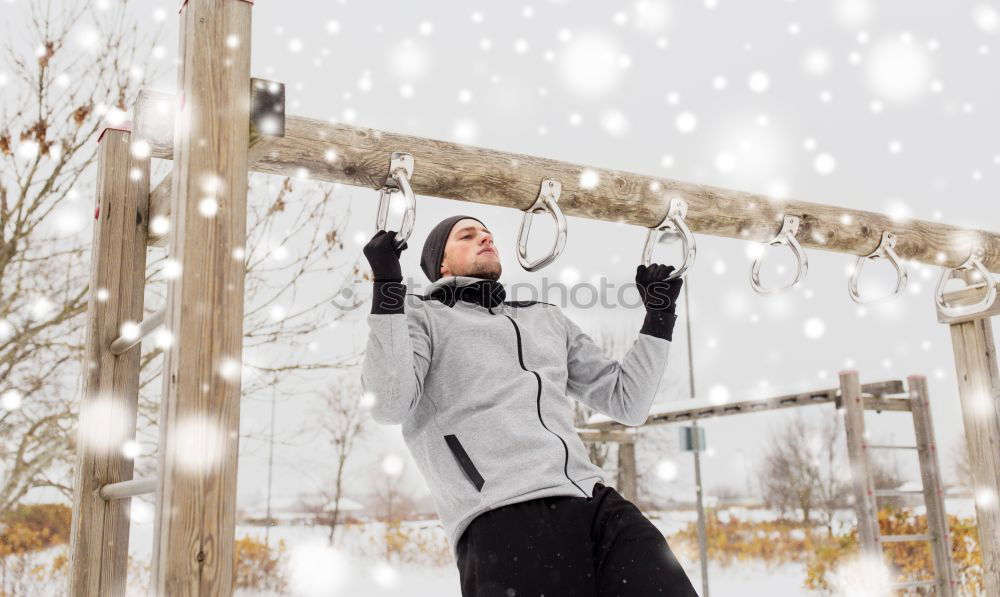 Similar – Image, Stock Photo Man jogging in winter clothing