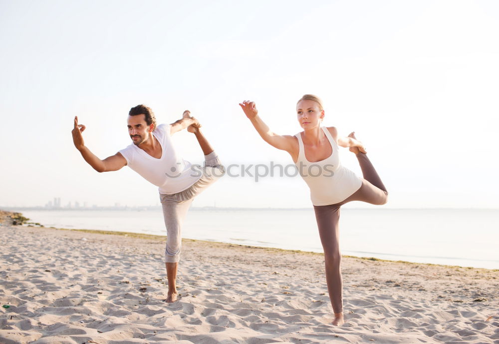 Similar – Two girls on the beach doing yoga at sunset. Lima Peru.