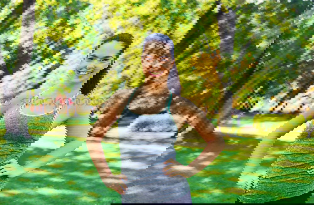 Similar – Image, Stock Photo Pretty Woman Jogging at the Park with Headphones
