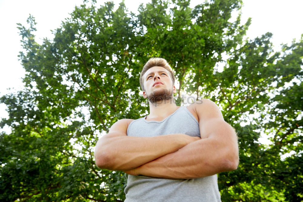 Similar – Yoga teacher portrait. Red hair man with a red beard