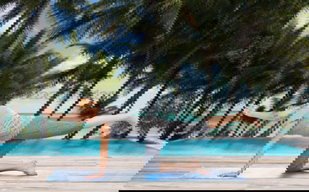 Similar – Image, Stock Photo Man doing yoga outdoors at home