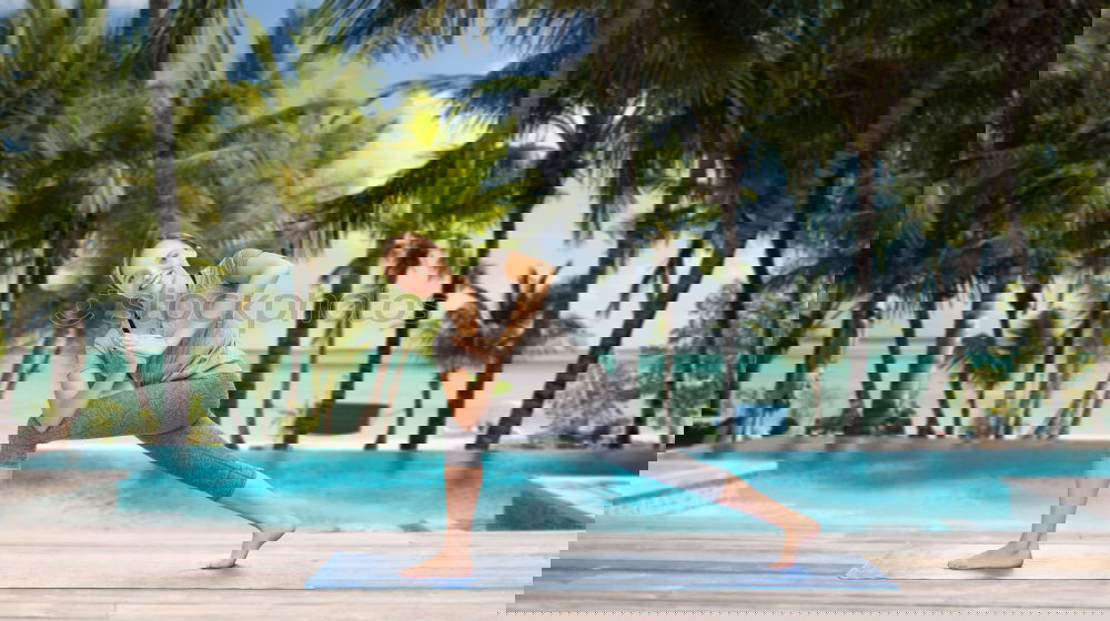 Similar – Image, Stock Photo Man doing yoga outdoors at home