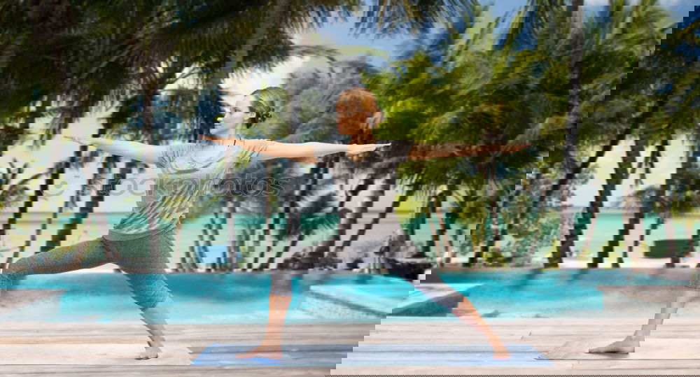Image, Stock Photo Man doing yoga outdoors at home