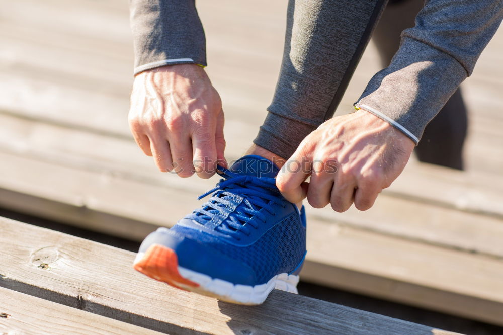 Similar – Image, Stock Photo male blue textile sneakers