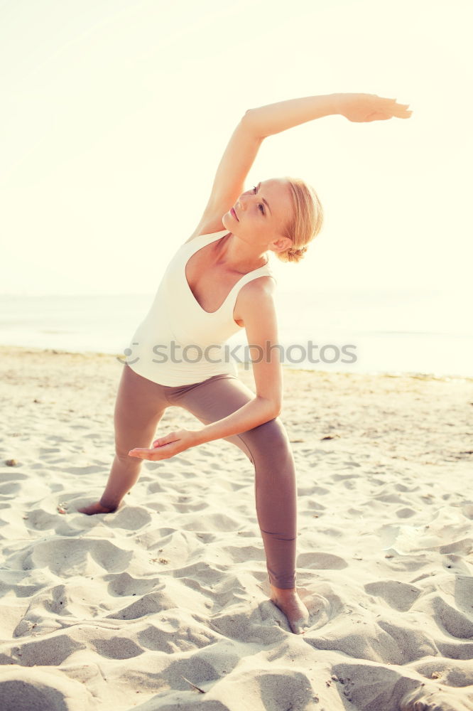 Similar – Black woman, afro hairstyle, doing yoga in the beach.