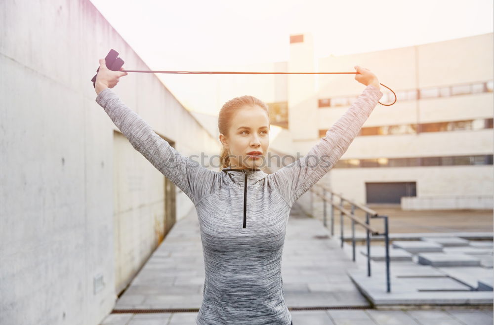 Similar – fit happy woman resting after do sport , running and workout