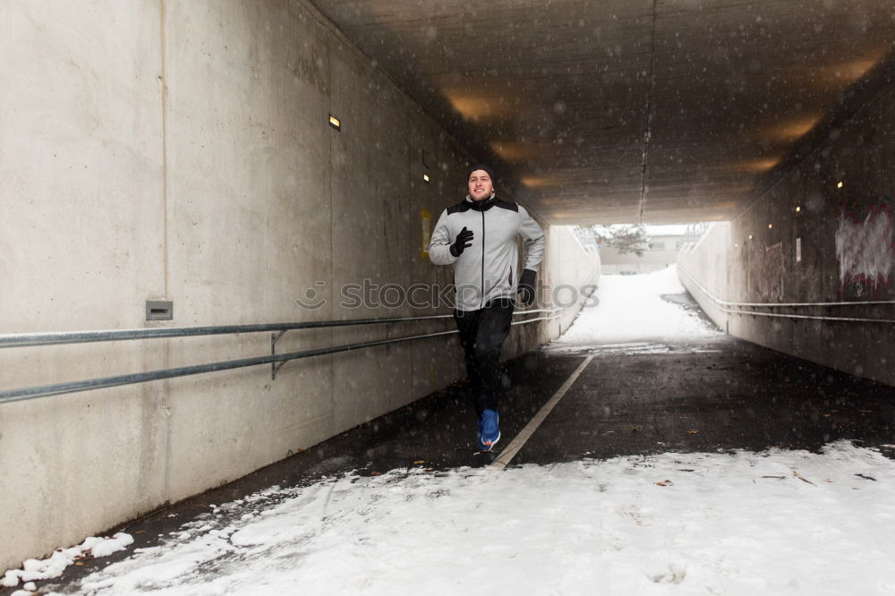 Similar – Image, Stock Photo Tourist standing in snowy forest