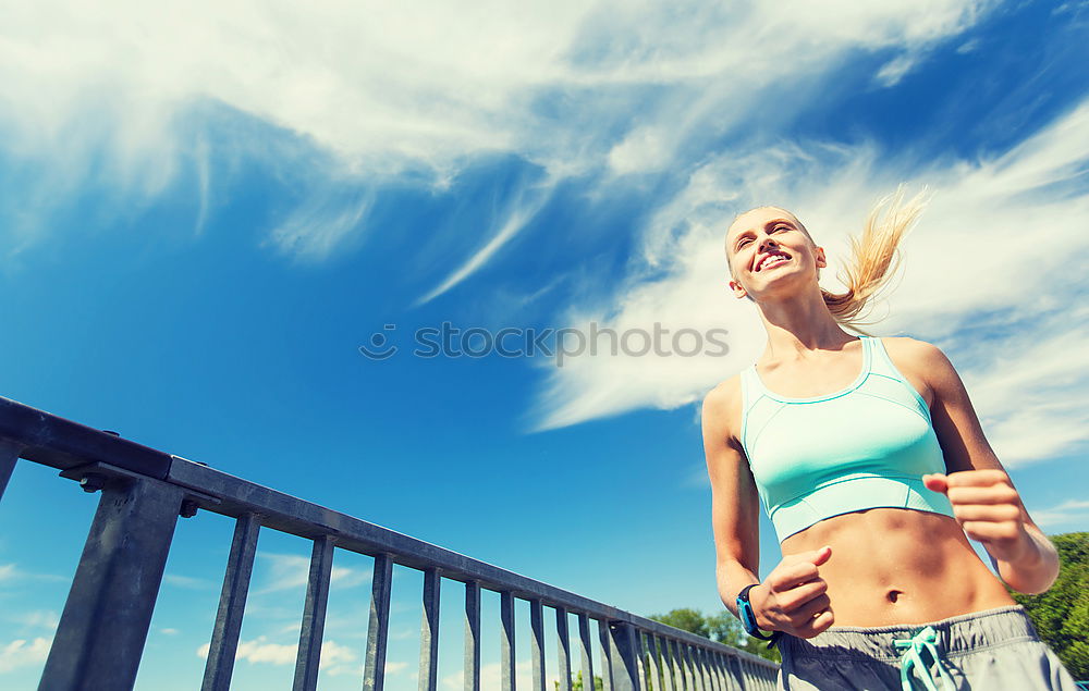 Similar – Female young athlete doing interval training on stairs