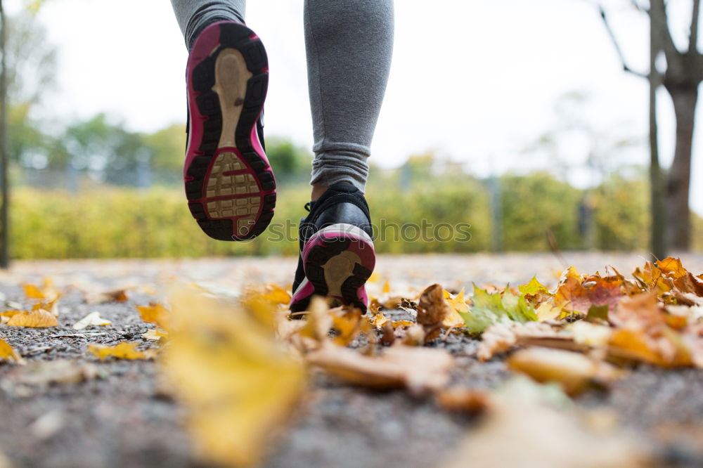 Similar – Image, Stock Photo Rear view of a senior man in sport clothes jogging in the park