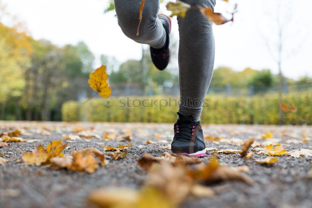 Similar – Image, Stock Photo Rear view of a senior man in sport clothes jogging in the park