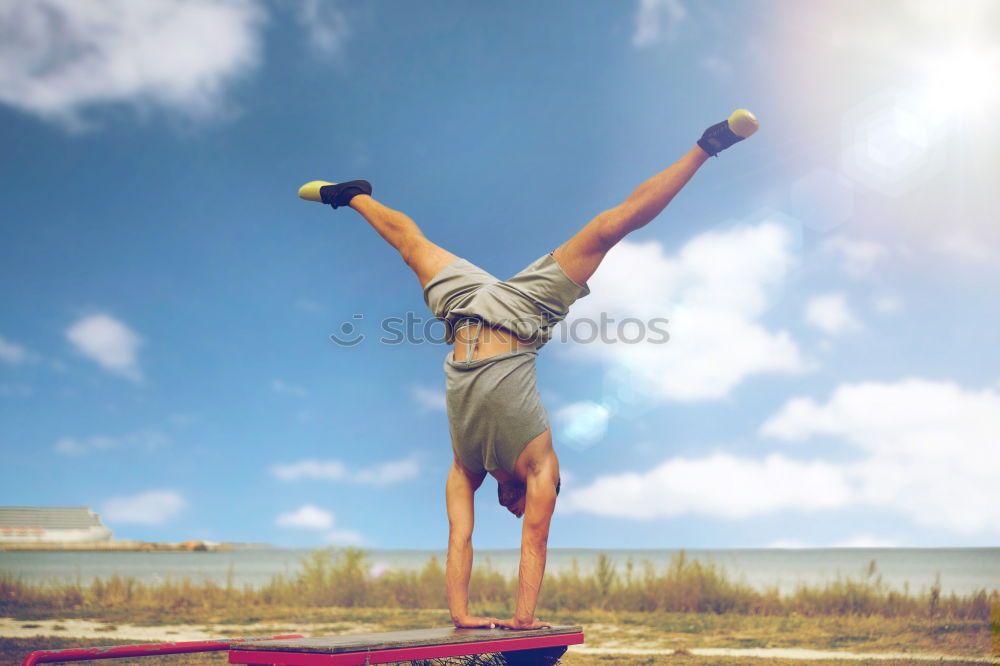 Similar – Image, Stock Photo Young happy woman jumping in the street