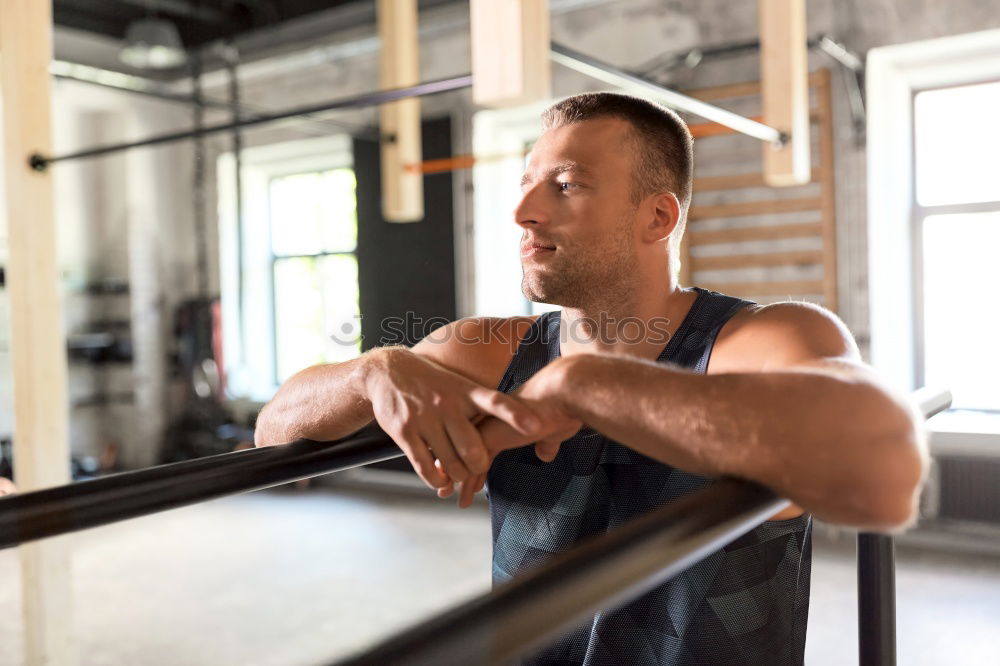 Similar – Image, Stock Photo Man setting control panel of treadmill for training