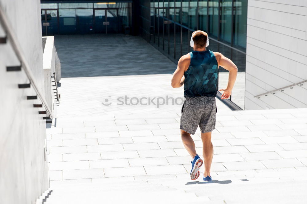 Similar – Image, Stock Photo Rear view of black man running in urban background.
