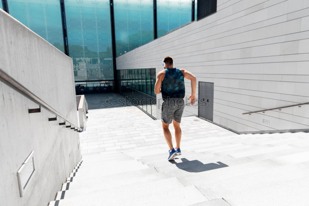 Similar – Image, Stock Photo Black man running upstairs outdoors