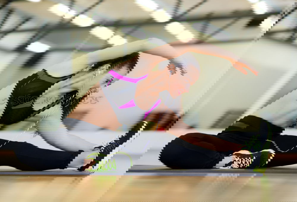 Similar – Image, Stock Photo Woman using foam roller