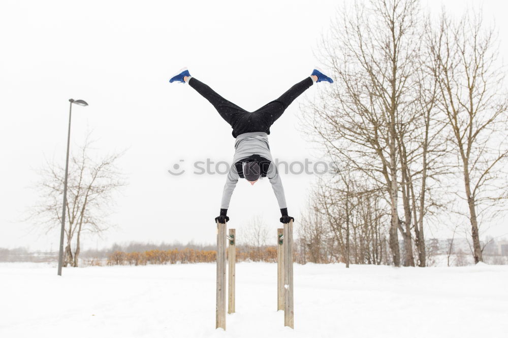 Similar – Image, Stock Photo Man slip on ice and falling down stairs