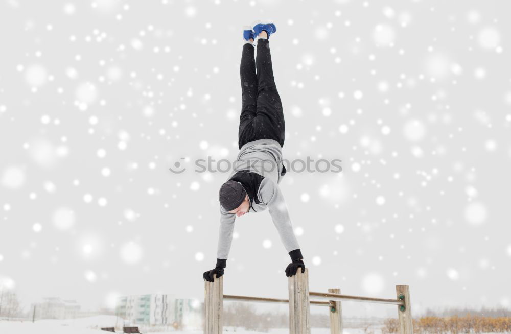 Similar – Image, Stock Photo Man slip on ice and falling down stairs