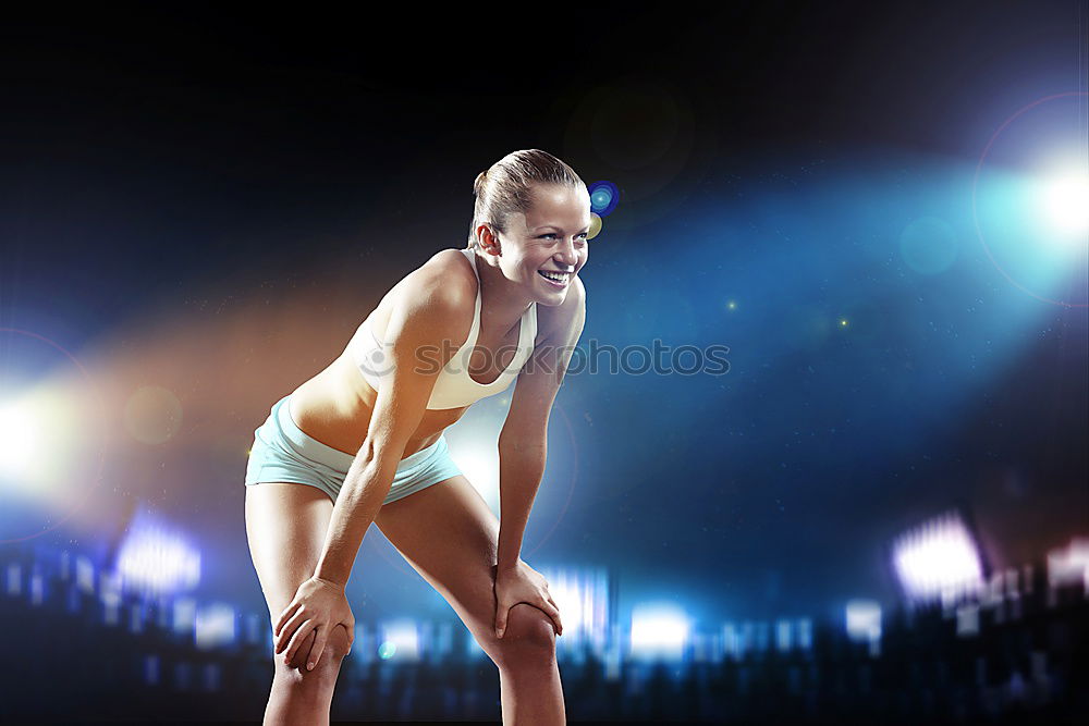 Image, Stock Photo Close-Up of fit girl picking up barbell for workout in gym